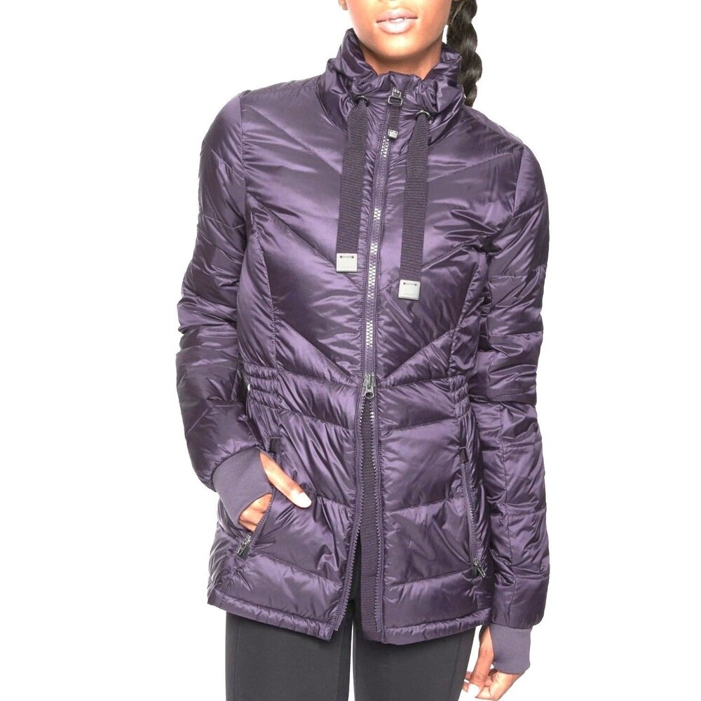 Athleta Banner Peak Goose Down Jacket Womens XL Purple Full Zip Puffer Coat